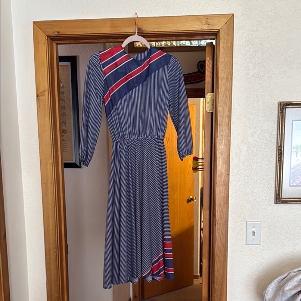 Striped Blue and Red Women's Dress